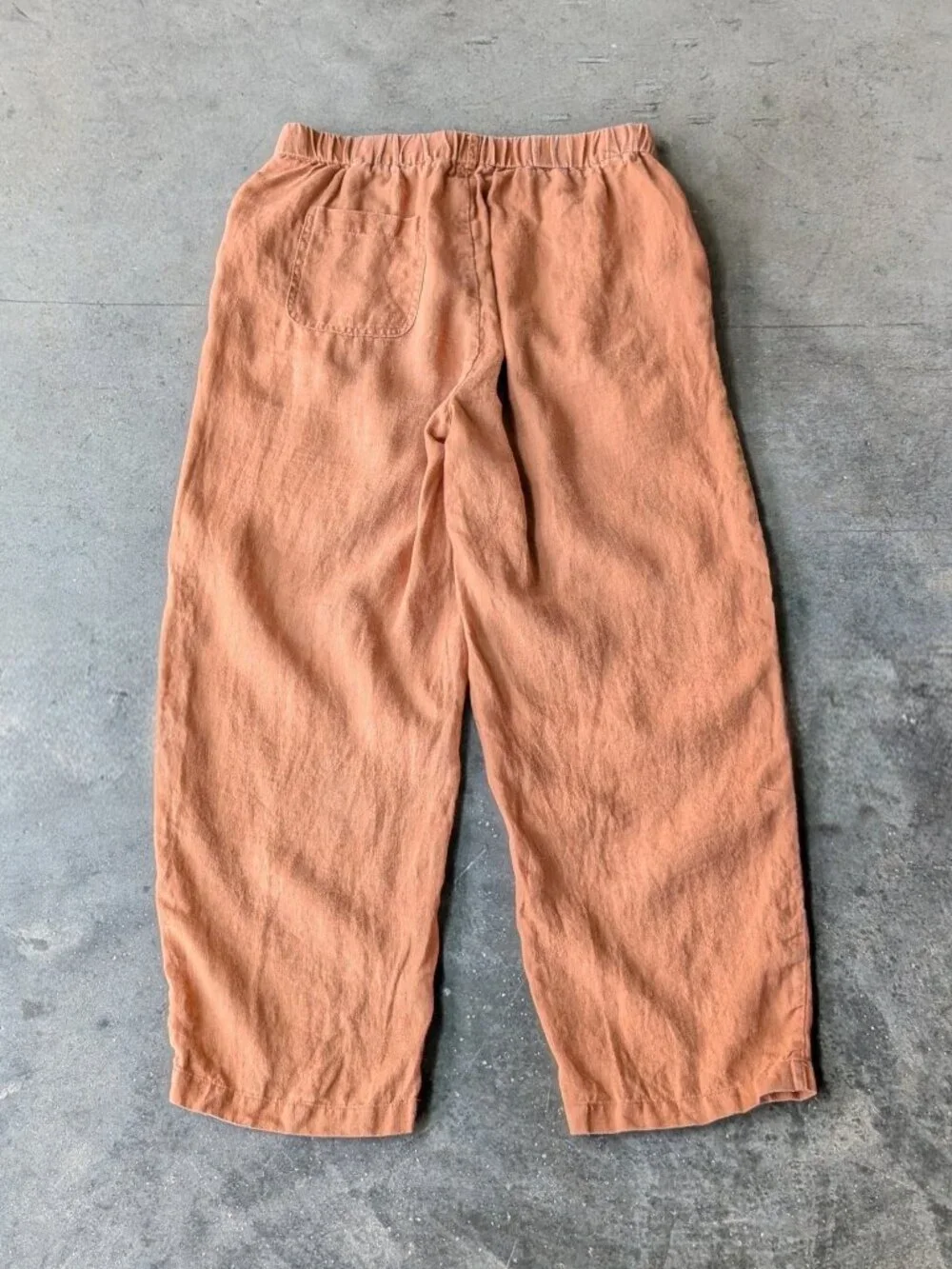 Quince 100% European Linen Pants in Terracotta Orange small